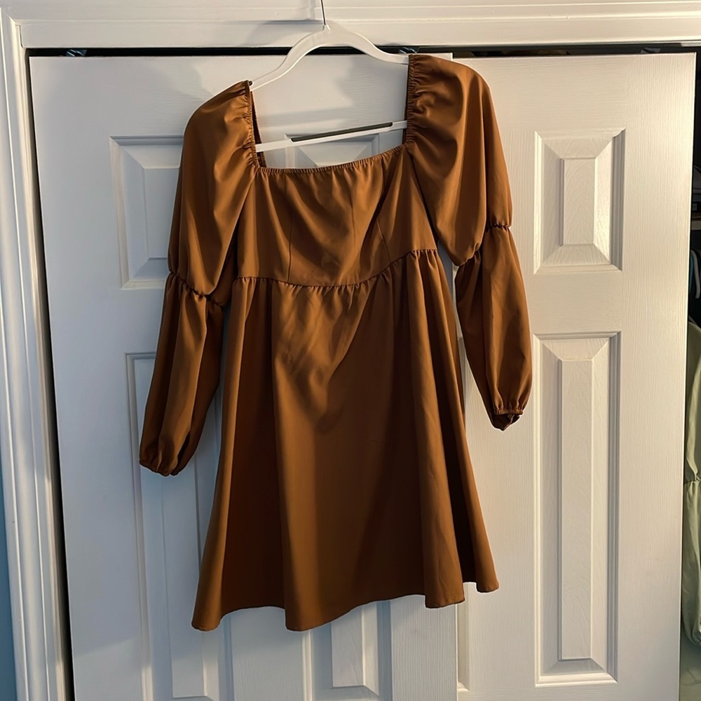 Brown Long-Sleeve Dress
